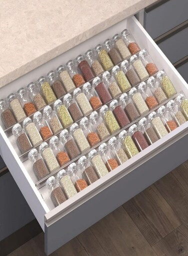 8PCS Spice Drawer Organizer, 8 Pack In Drawer Spice Organize and Kitchen Jars Seasoning Drawer Organizer Insert,Expandable From 11'' to 22'' Spice Rack and Tray for Cabinet