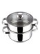 Stainless Steel 2-Tier Steamer with Glass Lid, 24 cm   2.5mm Thick Base   Multi-Purpose Steaming   Induction &amp; Gas Stove Compatible   Silver