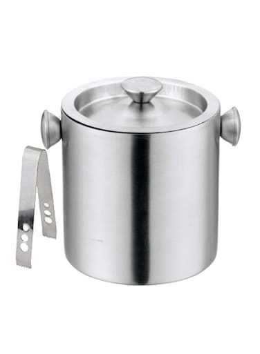 Ice Bucket Ice Cube Container Double Walled with Tongs and Lid for Chilling Champagne 1.5 Liter