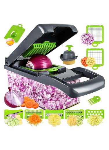 Chopper, Pro Onion Chopper, Multifunctional 13 in 1 Food Chopper, Kitchen Vegetable Slicer Dicer Cutter, Veggie Chopper With 8 Blades