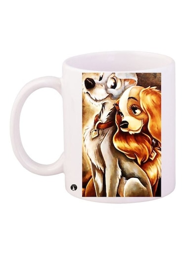 Dog Printed Coffee Mug White/Brown/Grey 11ounce