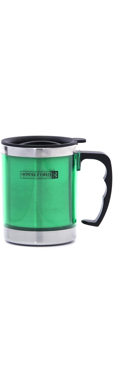 Royalford 14oz Travel Mug - Coffee Mug Tumbler with Handle with Lid Travel Friendly   Leakproof Lid Eco-Friendly Reusable Cup for Travel &amp; To-Go Hot/Cold Drinkware
