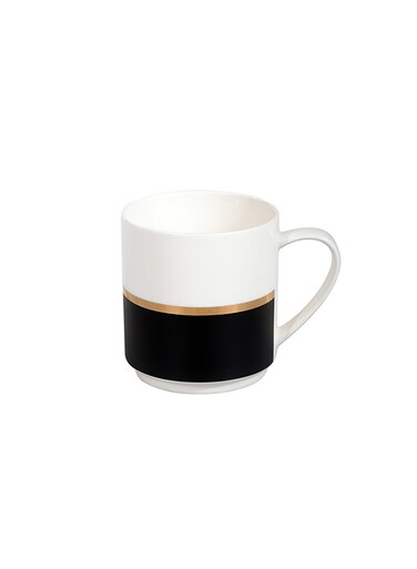 Bone China Mug Black/White/Gold 12ounce