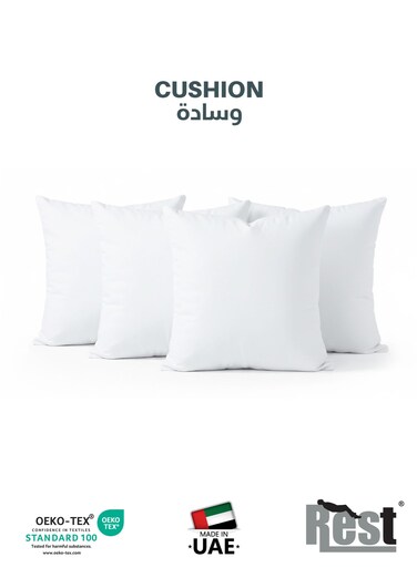 Bedding Throw Pillows Insert Cushion Filler Outer Cover HD Microfiber Filling 500 grams Ultra Soft Fiber Size 50x50cm , 20x20inch Cushion Inserts Home Decor White (Pack of 4)