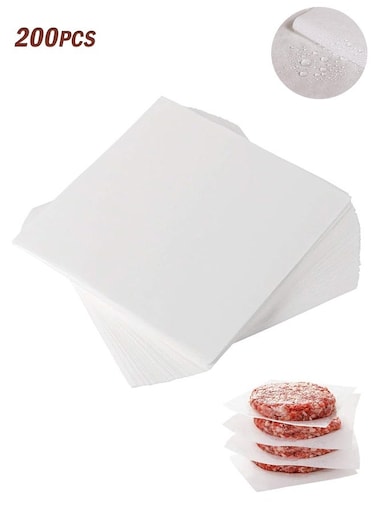 Life 200pcs Parchment Paper Sheet for Baking, Hamburger patty paper 5.5" Square Non-Stick Wax Paper Sheets for Burger Press Patty Seperate Cookies