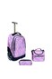 3-Piece Rolling School Set, 18-Inch Wheeled Backpack with Lunch Bag and Pencil Case, Pastel.(PINK PRINT)