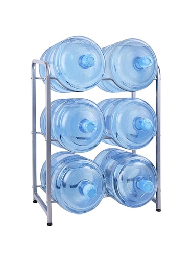 In House 6 Bottles Water Cooler Jug Rack, 5 Gallon Bottle Storage 3 Tier, Silver, assorted, EJ31175