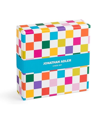 Jonathan Adler Helsinki Peggable Chess Set from Galison - Chic &amp; Contemporary Set for Any Game Enthusiast, Featuring 32 Wood Chess Pieces and 1 Portable Chess Board, Perfect for Gaming on The Go!