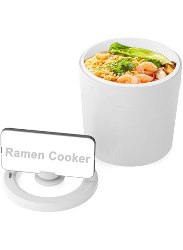 Angju Electric Hot Pots,Mini Ramen Cooker 1L, 500W Electric Cooker for Noodles, Portable Pot for Pasta, Steak, Egg with Over-Heating Protection, Boil Dry Protection, Dorm Room Essentials