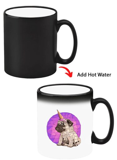 Color Changing Heat Sensitive Ceramic Mug, Image Revealed When HOT Liquid is Added! Puggy