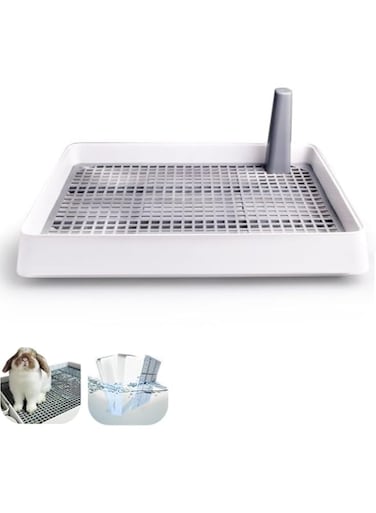 Aokraty Dog Toilet Tray, Odourless Puppy Pet Mesh Training Pad Holder Dog Training Floor Protection Trays With Pee Post For Small Dogs Potty Trainer, 57.2x45.5x7.8cm