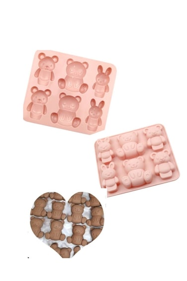 2 Pcs Bear Silicone Molds Jello Molds for Kids Cute Cartoon Animal Chocolate Cake Baking Mold for Handmade DIY Soap, Soft Candy, Ice Cube Making Tools