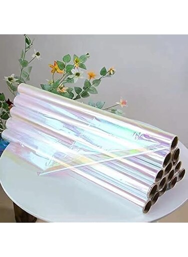 Red Dot Gift&reg; Rainbow Wrapping Roll Height 60cm X 10 Yards Length Flower Wrapping Packaging Paper Iridescent Film Cellophane for Wedding Bouquet Valentine Rose Wrap Present Gift (1 Roll)