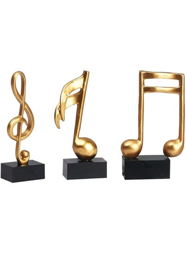 Cabilock 3pcs Music Note Figurine Gold Musical Sign Statue Musical Modern Art Abstract Sculpture Desk Display Collectible Decoration