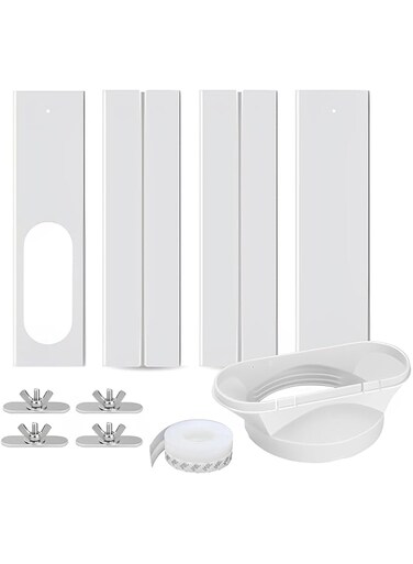Fohome Portable Ac Window Vent Kit,Universal Portable Ac Window Kit,Adjustable Air Conditioner Window Seal with 4 Upgraded Seamless Slot Seal Platesm