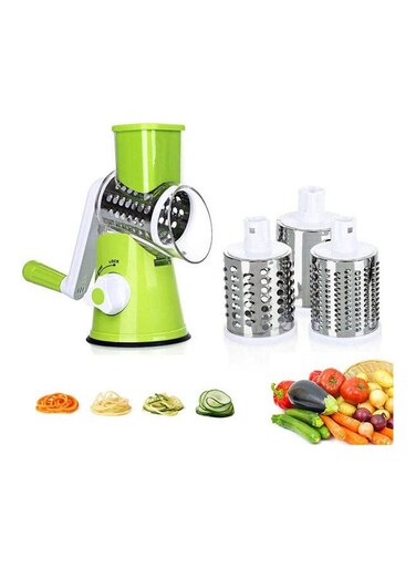 Pcs Vegetable Slicer 3 In 1 Handheld Spiral Rotary Drum Slicer For Vegetable Fruit Cheese Nut Green