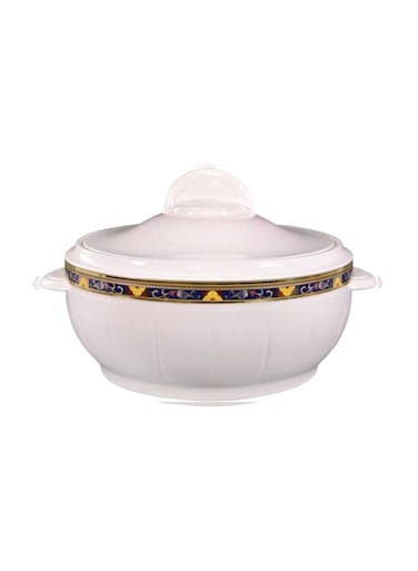 Plastic Casserole Dish White with intricate design 3.5Liters