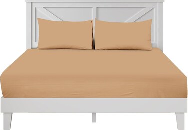 Zen Premium Quality TC 250 Cotton Rich Fitted Sheet Set - King Size, Beige/Sand