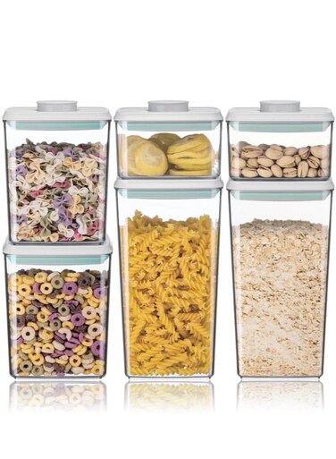 Premium Food Storage Containers with Lids Airtight- 6Pcs BPA-Free Kitchen and Pantry Organization Pop Containers, Leakproof Stackable Kitchen Storage Containers for Cereal, Flour, Sugar (1800x2, 1200x2, 500x2 ml)