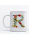 Alphabet R Printed Mug White/Green/Blue
