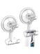 Razor Holder 2 Pack Suction Cup Hooks Bathroom No Drilling Strong Double Hook Waterproof Reusable Vacuum Wall Hook for Razor Shower Tile Bathroom Kitchen Glass Wall, Transparent, up to 3 kg