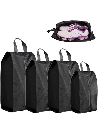 4Pcs Travel Shoe Bags&iuml;&frac14;&OElig;Nylon Shoe Bag with Zipper&iuml;&frac14;&OElig;Shoe Carrying Bag&iuml;&frac14;&OElig;Reusable&iuml;&frac14;&OElig;Waterproof&iuml;&frac14;&OElig;for Outdoor&iuml;&frac14;&OElig;Travel&iuml;&frac14;&OElig;Business Trips&iuml;&frac14;&OElig;Black