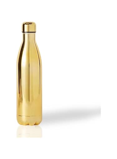 FEELINGS Water Bottle Stainless Steel Double Wall Insulated, Thermos for Hot and Cold Water, Kids School Hydro Flask, Metal Water Bottle for Gym, Office, 750ML (Gold)