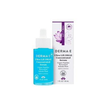 DERMA E Ultra Lift DMAE Concentrated Serum 鈥?All Natural Skin Firming Serum 鈥?Hydrating Serum with Copper Peptides and Resveratrol 鈥?Concentrated Facial Skin Care Serum, 1oz