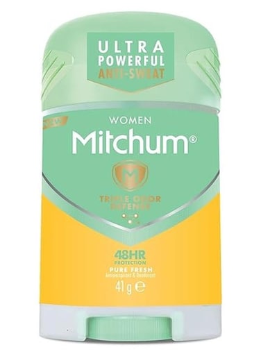 Mitchum Women Triple Odor Defense 48HR Protection Deodorant Stick And Antiperspirant Pure Fresh, Dermatologist Tested, 41g