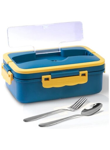 Bento Box, 3 Compartments 1300ml Lunch Box For Kids and Adults with Reusable Spoon and Fork, Leakproof Food Container for On the Go Meal