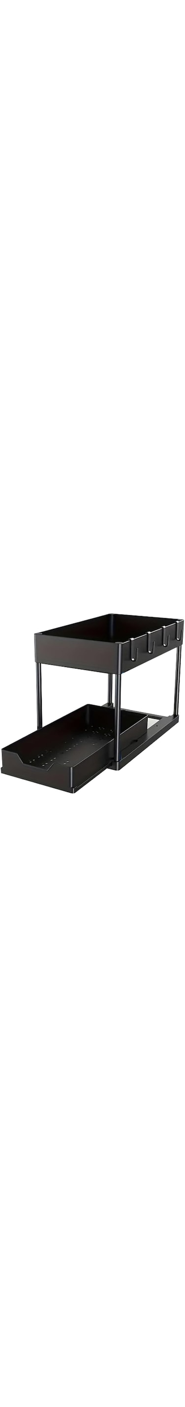 Under Sink Organizer, 2 Tier Bathroom Cabinet Organizer with Sliding Basket, Multi-Purpose Under Sink Organizers and Storage for Bathroom Kitchen