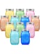 Tessco 12 Pieces 16 oz Colored Mason Jars with Lids Glass Regular Mouth Canning Jar Pint Mason Jars 6 Colors