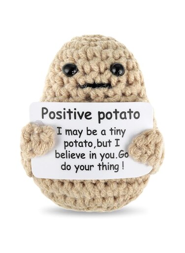 Mini Funny Positive Potato, 7 CM Positive Potato Crochet Cute Wool Funny Knitted Positive Potato Doll Cheer up Gifts for New Year Gift Birthday Gifts Friends Party Decoration Encouragement (Potato)