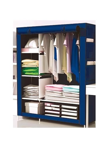 Royalford XXL Folding Wardrobe Cabinet with Racks RF12428 Fabric Foldable Closet Portable Large Capacity Storage Cloth Stand Strong Metal Rods Easy Assemble 105cm x 45cm x 170cm