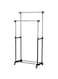 Removable and Retractable Metal Black Double Pole Telescopic Clothes Hanger