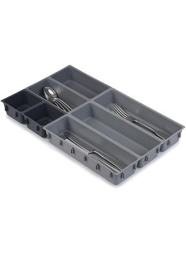 Joseph Joseph Blox 7 Piece Drawer Organiser Set, Grey, 4