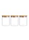 3 Piece Glass Food Storage Jar Set With Airtight Bamboo Lid Clear 500ml