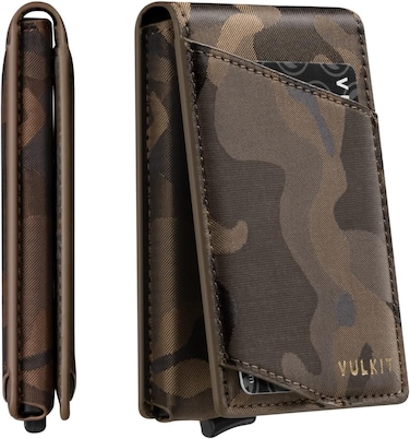 VULKIT Minimalist Wallet for Men Pop Up Card Holder Slim Tactical Bifold Wallets RFID Blocking Magnetic Closure Holds 8 Cards and Cash