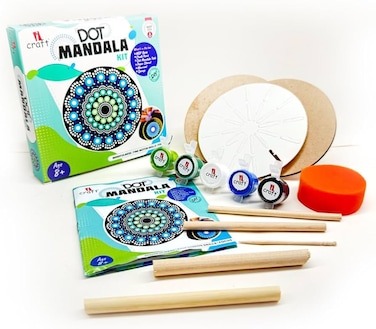 ICraft Dot Mandala Kit for Kids &amp; Adults: Create Art on MDF Coasters, Relaxing Craft for Focus &amp; Creativity(6+ Ages)