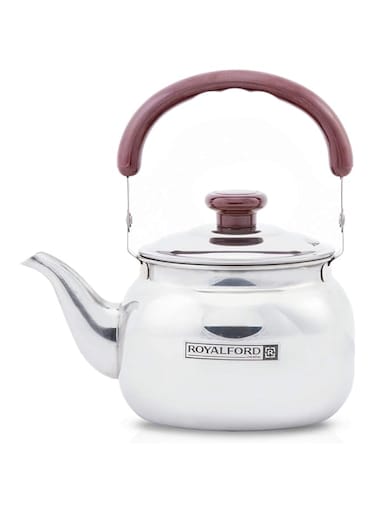 Royalford Stove Top Tea Kettle &ndash; Large Capacity Stainless Steel Stove-top Tea Pot - Tea Coffee Pot Ideal for Home Office &amp; Hotel &ndash; Compact &amp; Stylish Design with Heat Resistant Handle, 1 Liter