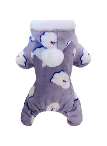 Dog Sweater Dog Clothes Fleece Dog Woolen Sweater Winter Warm Sweat Shirt 4 Legs Jumpsuit Pajamas with Snowball Cap Sweater for Small Dog Medium Dog Cat (Grey, L)