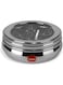 Sumeet Stainless Belly Shape Masala Spice Container Box/Dabba/Organiser With See Through Lid With 7 Containers And Small Spoon Size No. 10 1.1Ltr Steel