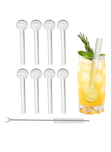 8 Pcs Glass Straws Shatter Resistant 4 Inch Short Reusable Glass Straw With Cleaning Brush Dishwasher Safe Drinking Straws Perfect For Smoothies Coffee Juice Clear