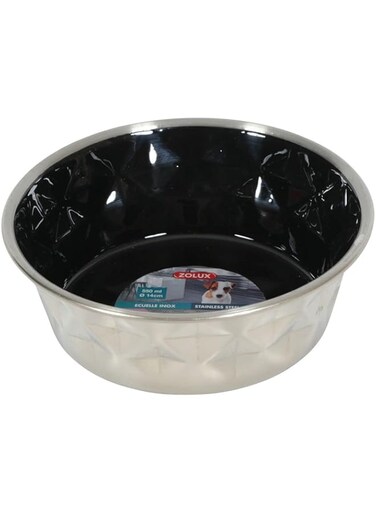 Zolux Diamonds Stainless Non-Slip Dog Bowls - Black 550ml