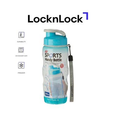 LocknLock 500ml Color Sports Handy Bottle - Blue, Collapsible, Lightweight, with Wrist Strap and Quick-Access Top