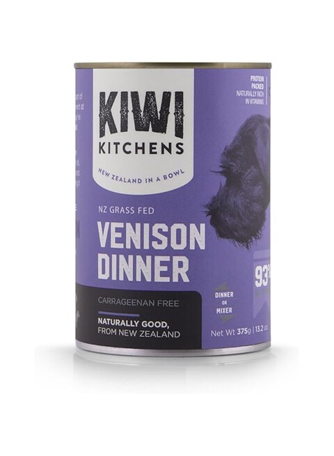 Kiwi Kitchens Grass Fed Venison Dinner Canned Wet Dog Food 375G