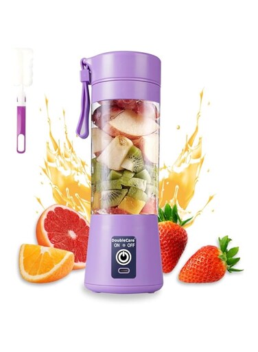 Portable Blender Cup,Electric USB Juicer Blender,Mini For Shakes and Smoothies, Juice,380ml, Six Blades Great Mixing,Light purple, One size