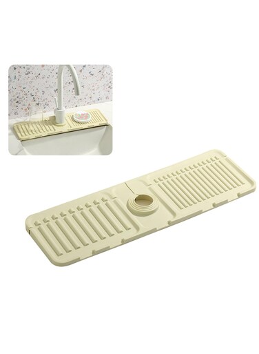 Sink Faucet Mat - 2024 Upgraded Premium Silicone Splash Guard with Quick Drying Features - Protective Sink Tray, Perfect for Stone Sinks in Kitchen and Bathroom (1, Yellow)