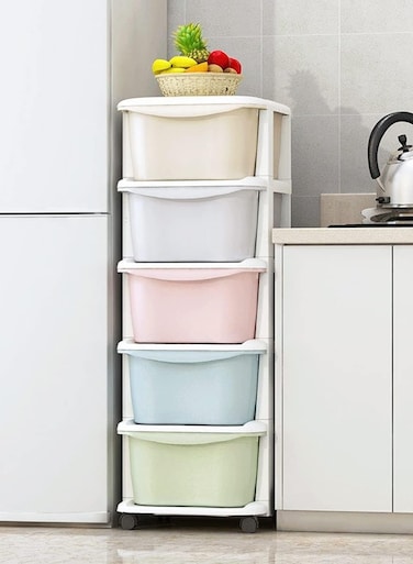 Plastic Cabinet Storage Drawer Organizer Toys Storage Box Cabinet With Wheels Storage Containers for Kitchen Bathroom Living Room Storage 37cm