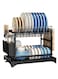 Dish Drying Rack, Large-Capacity Dish Rack for Kitchen Counter, Dish Drainer Space-Saving, 2-Tier Kitchen Dish Drying Rack, for Dishes, Knives, Spoons and Forks (16.5x11.8x11.4in)